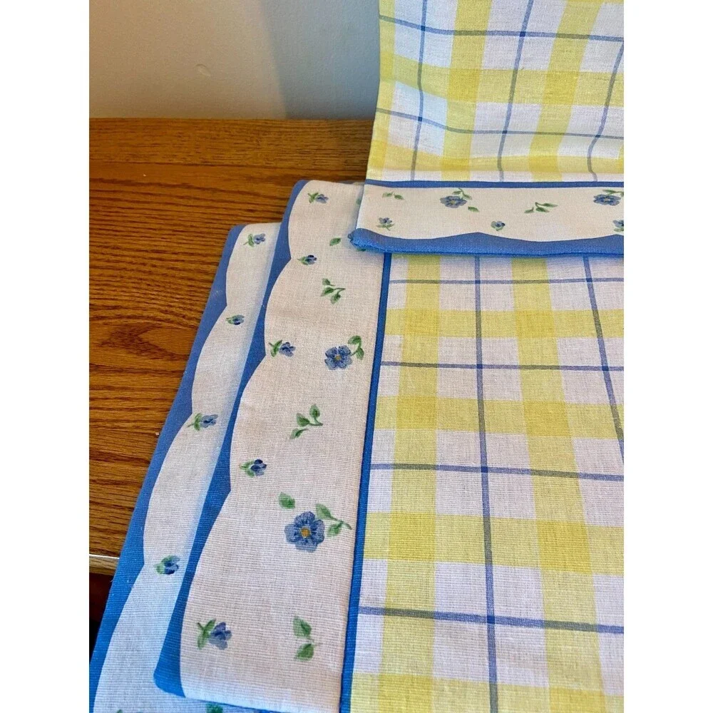 VTG pfaltzgraff SHELBY USA Set Teapot Towel Cushion Place Mats SET (9) Wash Seat